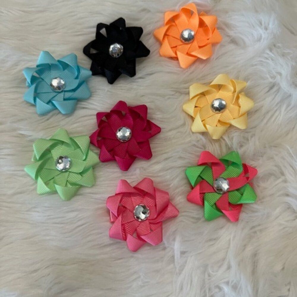 Bundle (8) of 3" Variety Ribbon Flower Bows    B8175  Handmade NWT Boutique